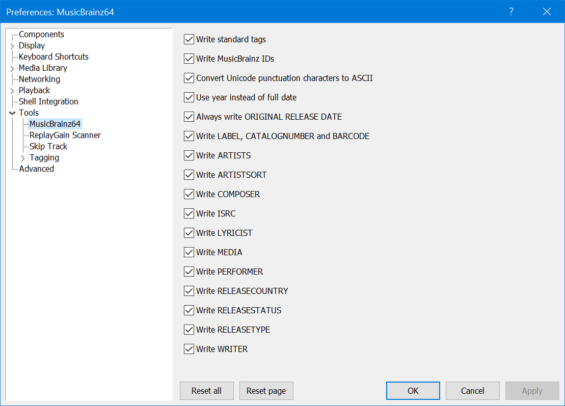 musicbrainz preferences